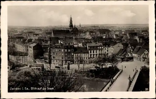 Ak Zwickau in Sachsen, Blick auf die Stadt, Brücke