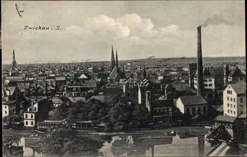 Ak Zwickau in Sachsen, Blick auf die Stadt, Kirche