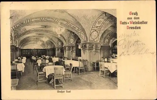 Ak Dresden Altstadt, Rats-Weinkeller, Großer Saal
