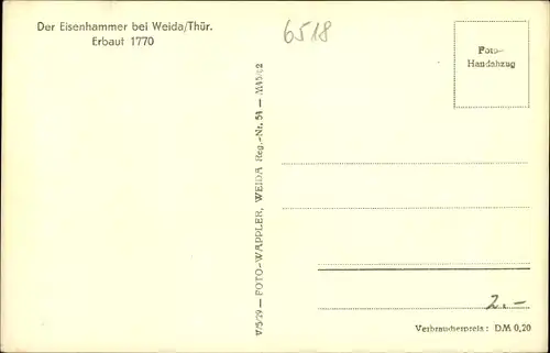 Ak Weida in Thüringen, Der Eisenhammer erbaut 1770, Innenansicht