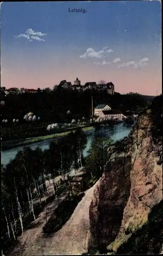 Ak Leisnig in Sachsen, Teilansicht, Schloss, Mulde