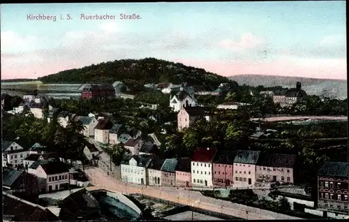 Ak Kirchberg in Sachsen, Blick auf den Ort und die Auerbacher Straße