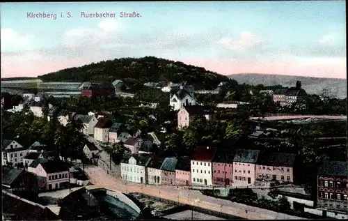 Ak Kirchberg in Sachsen, Blick auf den Ort und die Auerbacher Straße