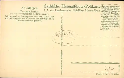 Ak Meißen in Sachsen, Tuchmachertor, Barock, Portal, Treppe, Mädchen, Mutter m. Kind
