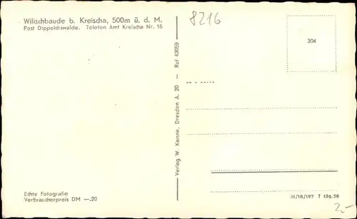 Ak Kreischa bei Dresden, Berggasthaus Wilischbaude