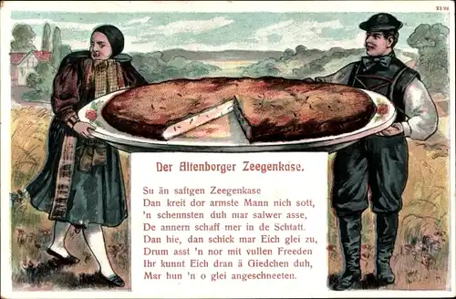 Ak Altenburg in Thüringen, Altenburger Ziegenkäse, Gedicht, Dialekt, Trachten