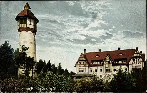 Ak Glauchau in Sachsen, König Georg Stift, Turm