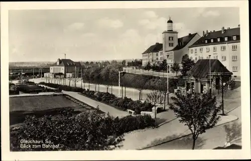 Ak Glauchau in Sachsen, Blick zum Bahnhof