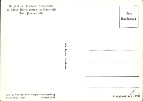 Ak Jöhstadt Erzgebirge, Berghof, Bes. Erich Bohring, Hochwald