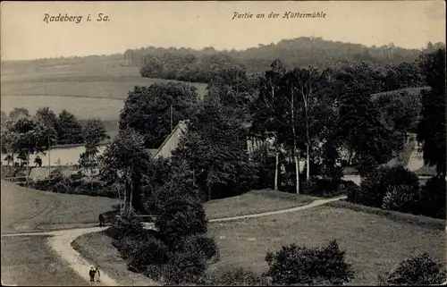 Ak Radeberg in Sachsen, Partie an der Hüttermühle, Vogelschau