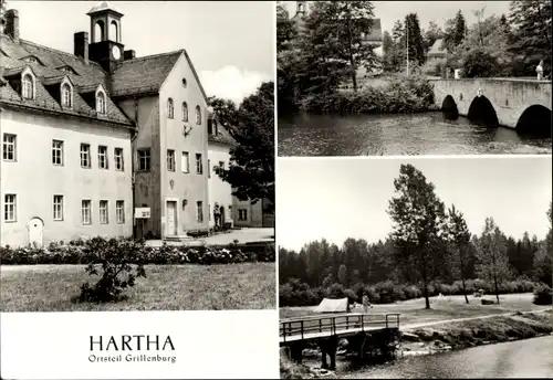 Ak Grillenburg Tharandt Sachsen, Jagdschloss, Brücke, Park