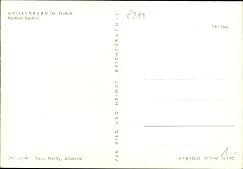 Ak Grillenburg Tharandt Sachsen, Nestlers Gaststätte