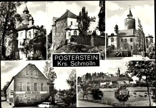 Ak Posterstein im Altenburger Land, Kirche, Gasthof, Panorama