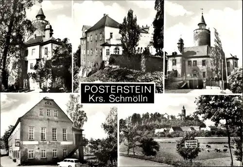 Ak Posterstein im Altenburger Land, Kirche, Gasthof, Panorama