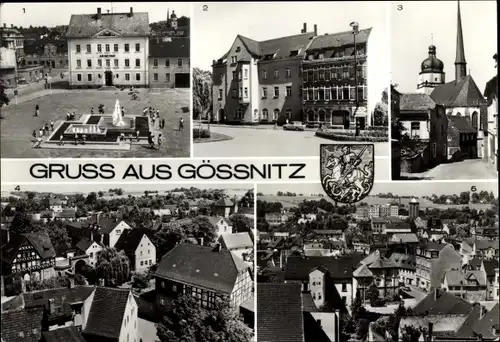 Ak Gößnitz in Thüringen, Freiheitsplatz, Rathaus, Postamt, Waldenburger Straße, Ältester Stadtteil