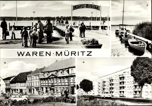 Ak Waren an der Müritz, Kietzbrücke, Marktplatz, Neubauten, An der Müritz
