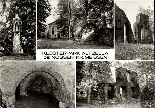 Ak Alt Zella Nossen in Sachsen, Gotische Betsäule, Mausoleum, Ruine, Abteiruine, Bier und Weinkeller