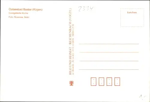 Ak Ostseebad Baabe auf Rügen, evangelische Kirche
