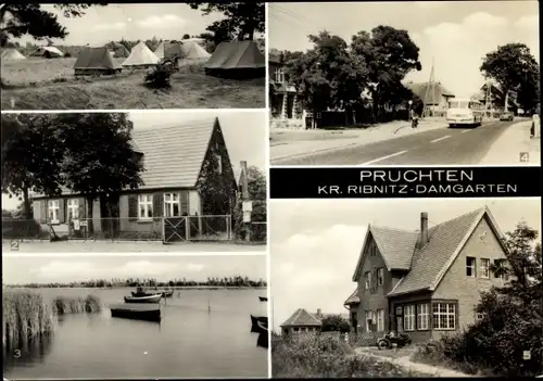 Ak Pruchten in Mecklenburg Vorpommern, Zeltplatz, Postamt, An der Barthe, Dorfstraße