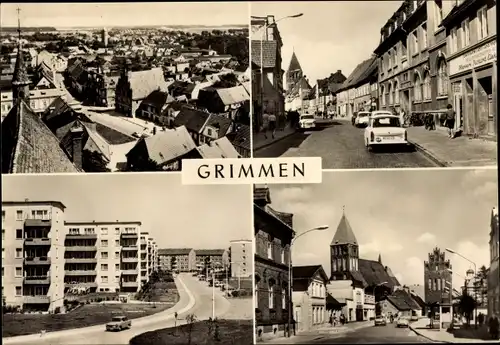 Ak Grimmen, Kurt-Tucholsky Str., Karl Marx Str., August Bebel Str., Tribseeser Tor, Kirche
