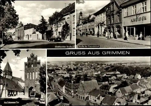 Ak Grimmen, Greifswalder Straße, Straße der Freundschaft, Tribseeser Tor, Panorama