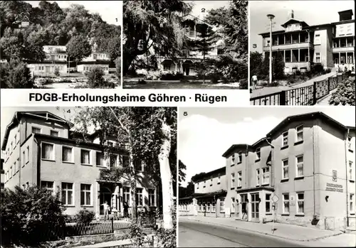 Ak Ostseebad Göhren auf Rügen, FDGB Erholungsheim F. Engels, Haus Hanni, Haus Senta, Haus Käthe
