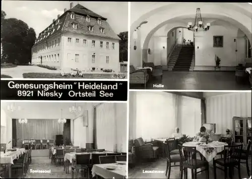 Ak See Niesky in der Oberlausitz, Genesungsheim Heideland