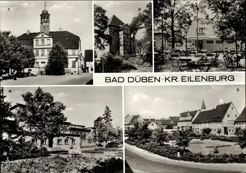 Ak Bad Düben an der Mulde Sachsen, Rathaus, Burg Düben, Heimatmuseum, Kulturhaus, Moorbad