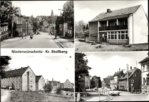 Ak Niederwürschnitz Erzgebirge Sachsen, Stollberger Str, Arztpraxis, AWG Siedlung,Ernst Thälmann Str