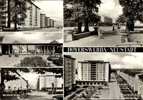 Ak Hoyerswerda in der Oberlausitz, Neustadt, Magistrale, Kaufhof, Bert-Brecht-Straße