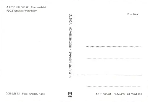 Ak Altenhof Schorfheide am Werbellinsee, FDGB Urlauberwohnheim