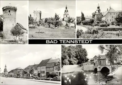Ak Bad Tennstedt in Thüringen, Ketzerturm, Rathaus, Marktplatz, Glunkerbach