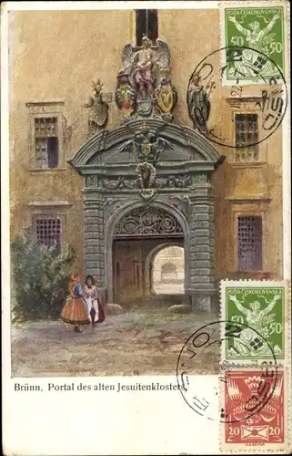 Ak Brno Brünn Südmähren, Portal des alten Jesuitenklosters