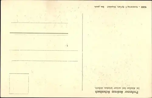 Ak Maler Professor Andreas Achenbach im Atelier bei seiner letzten Arbeit