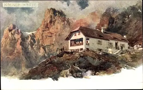 Künstler Litho Südtirol Italien, Kölner Hütte