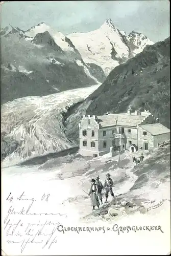Künstler Ak Compton, Edward Theodore, Kärnten, Glocknerhaus und Großglockner