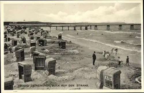 Ak Świnoujście Swinemünde Pommern, Strandleben