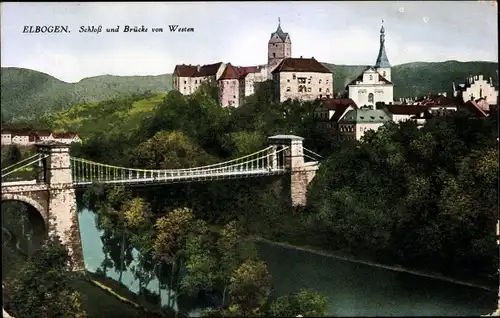 Ak Loket Elbogen Region Königgrätz, Burg Elbogen, Brücke