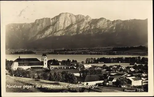 Ak Mondsee Oberösterreich, Blick gegen die Drachenwand Salzkammergut