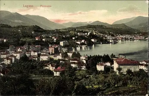 Ak Lugano Kanton Tessin Schweiz, Panorama