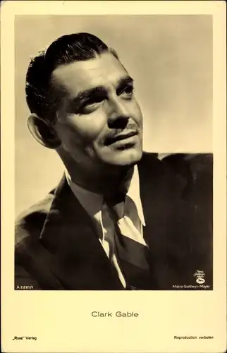Ak Schauspieler Clark Gable, Portrait, Anzug, Krawatte