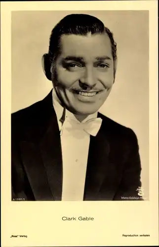 Ak Schauspieler Clark Gable, Portrait, Fliege