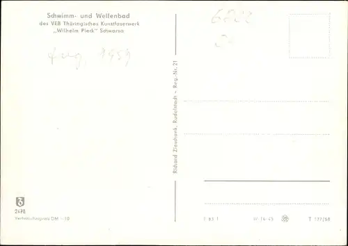 Ak Rudolstadt in Thüringen, Schwimm und Wellenbad des VEB Wilhelm Pieck