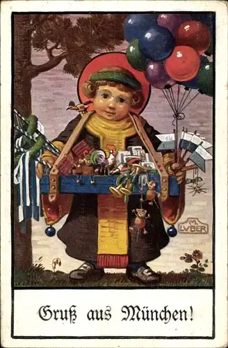 Künstler Ak Luber, M., München Bayern, Oktoberfest, Münchner Kindl, Luftballons
