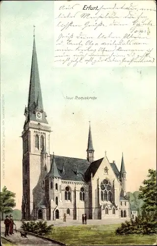 Ak Erfurt in Thüringen, Blick auf die neue Thomaskirche, Hund, Fensterrose