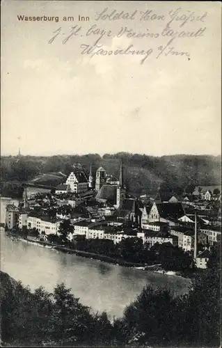 Ak Wasserburg am Inn in Oberbayern, Blick auf den Ort