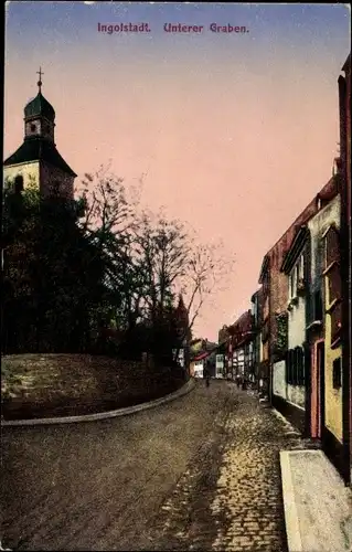 Ak Ingolstadt an der Donau Oberbayern, Partie am unteren Graben