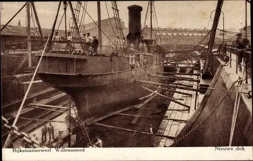 Ak Den Helder Nordholland Niederlande, Rijksmarinewerf Willemsoord, Nieuwe dok