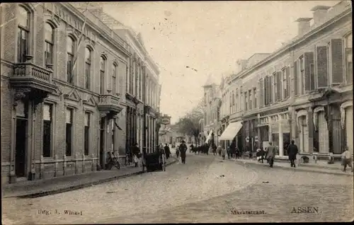 Ak Assen Drenthe Niederlande, Marktstraat