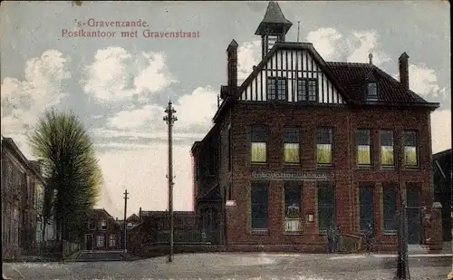 Ak ’s Gravenzande Westland Südholland, Postkantoor met Gravenstraat